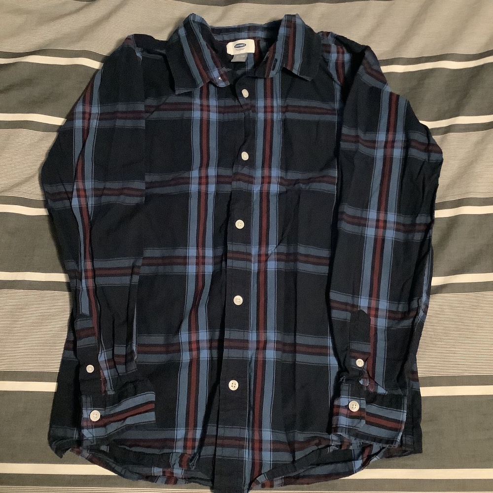 Blue Plaid Button Down Shirt